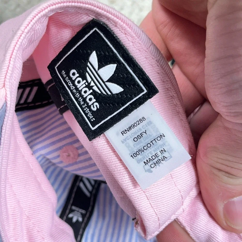 Adidas Hat Cap Strap Back Youth Girls Pink White Trefoil Twill‎ Running Sport